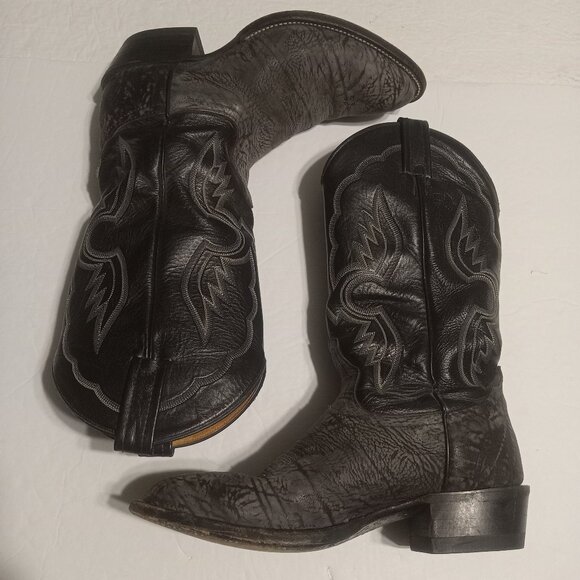 Tony Lama Men\'s Cowboy Boots 6250 Grey/Black Size 8.5 D Made in USA main image 4